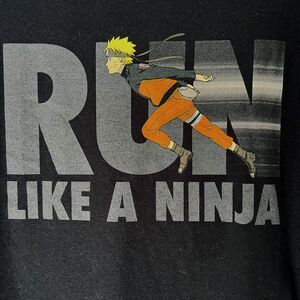 Naruto Shippuden Run Like A Ninja (2XL) Anime T-Shirt Black NWT